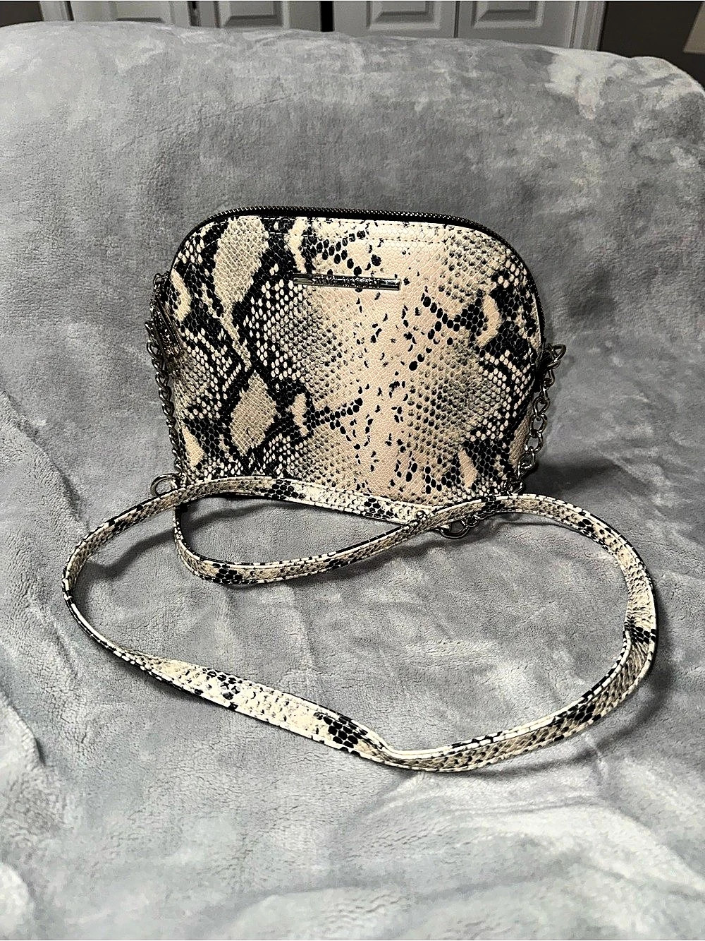 Steve Madden Snake Print Crossbody Bag in Beige & Black